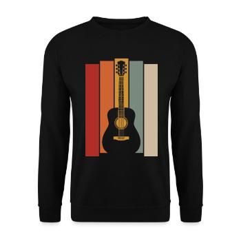 Retro Gitarre Grafik - Musiker Gitarrist  - Unisex Pullover - Schwarz - Vorne - Alina (178cm) & Michal (187cm)