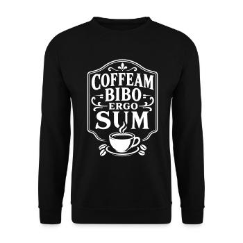 I Drink Coffee Therefore I Am | Latin Saying - Unisex Sweatshirt - black - Front - Alina (178cm) & Michal (187cm)