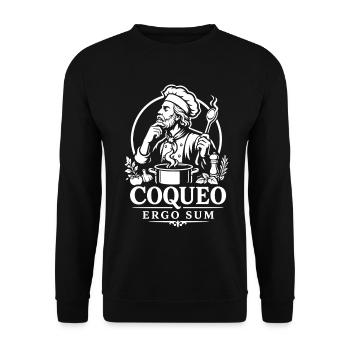 Ich koche also bin ich | Latein Spruch - Unisex Pullover - Schwarz - Vorne - Alina (178cm) & Michal (187cm)