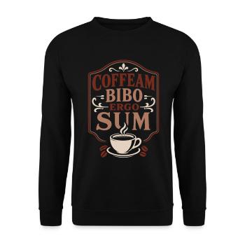 Ich trinke Kaffee also bin ich | Latein Spruch - Unisex Pullover - Schwarz - Vorne - Alina (178cm) & Michal (187cm)
