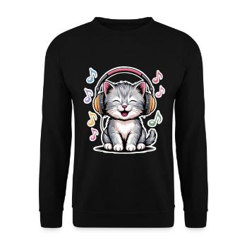 Chat de la musique - Sweat-shirt Unisexe - noir - Devant - Alina (178cm) & Michal (187cm)