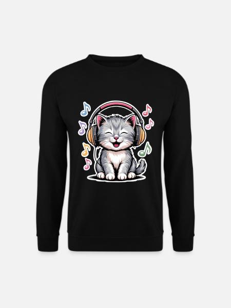 Musik Katze - Unisex Pullover - Schwarz