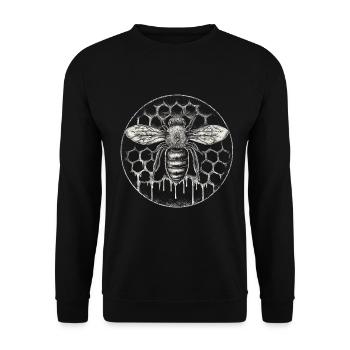 Beekeeper Suit Beekeeping Supplies Honeycomb Round Motif - Unisex Sweatshirt - black - Front - Alina (178cm) & Michal (187cm)