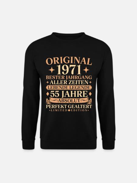 Baujahr 1971 geboren 55. Geburtstag Vintage - Unisex Pullover - Schwarz