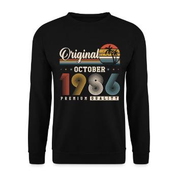 Original 1986 – 40e anniversaire Vintage Rétro - Sweat-shirt Unisexe - noir - Devant - Alina (178cm) & Michal (187cm)