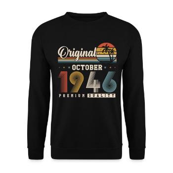 Original October 1946 – 80th Birthday Retro - Unisex Sweatshirt - black - Front - Alina (178cm) & Michal (187cm)