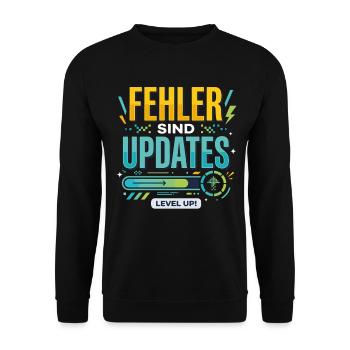 Fehler Werden Updates Level Up - Unisex Pullover - Schwarz - Vorne - Alina (178cm) & Michal (187cm)