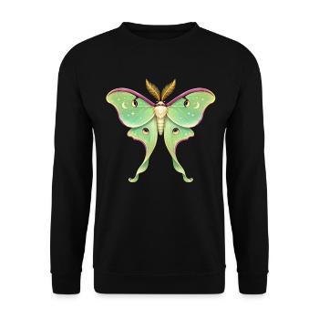 Luna Moth Illustration Céleste Actias luna - Sweat-shirt Unisexe - noir - Devant - Alina (178cm) & Michal (187cm)
