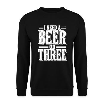 I Need a Beer or Three - Unisex Sweatshirt - black - Front - Alina (178cm) & Michal (187cm)
