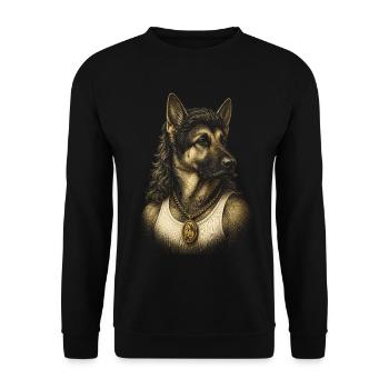 Mullet German Shepherd 80s Funny Dog Meme - Unisex Sweatshirt - black - Front - Alina (178cm) & Michal (187cm)