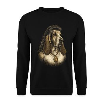 Mème du chien drôle des années 80 Mullet Basset Hound - Sweat-shirt Unisexe - noir - Devant - Alina (178cm) & Michal (187cm)
