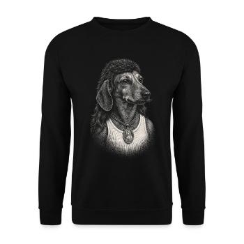 Mullet Dachshund 80s Funny Dog Meme - Unisex Sweatshirt - black - Front - Alina (178cm) & Michal (187cm)