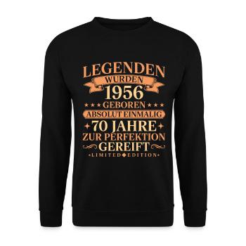 1956 Jahrgang geboren Legenden 70. Geburtstag - Unisex Pullover - Schwarz - Vorne - Alina (178cm) & Michal (187cm)