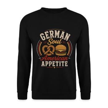 Stolz Auf Deutsche Wurzeln In Amerika - Unisex Pullover - Schwarz - Vorne - Alina (178cm) & Michal (187cm)