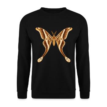 Hercules Moth Coscinocera hercules Cartoon-Stil - Unisex Pullover - Schwarz - Vorne - Alina (178cm) & Michal (187cm)