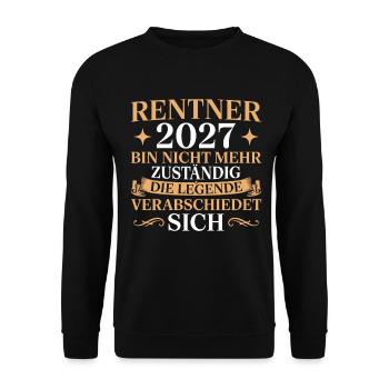 Rentner 2027 Legende verabschiedet sich - Unisex Pullover - Schwarz - Vorne - Alina (178cm) & Michal (187cm)