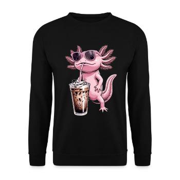 Bubble Tea aux Axolotls - Sweat-shirt Unisexe - noir - Devant - Alina (178cm) & Michal (187cm)