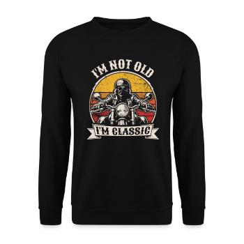 Je ne suis pas vieux, je suis du classique | Biker | Moto - Sweat-shirt Unisexe - noir - Devant - Alina (178cm) & Michal (187cm)