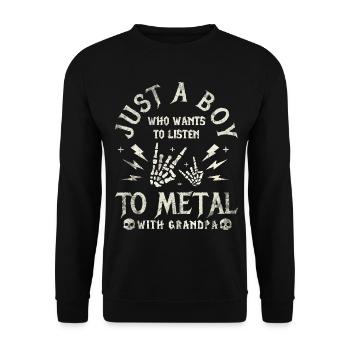Metal Baby Boy With Grandpa Rock Baby - Sweat-shirt Unisexe - noir - Devant - Alina (178cm) & Michal (187cm)