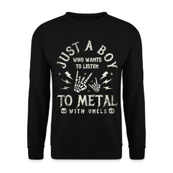 Metal Baby Boy mit Onkel Rock Baby - Unisex Pullover - Schwarz - Vorne - Alina (178cm) & Michal (187cm)