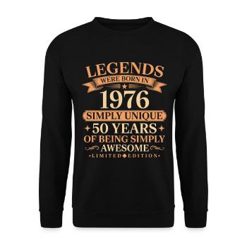 Born in 1976 Unique 50 years - Unisex Sweatshirt - black - Front - Alina (178cm) & Michal (187cm)