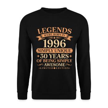 Born in 1996 Unique 30 years - Unisex Sweatshirt - black - Front - Alina (178cm) & Michal (187cm)