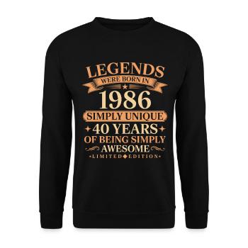Born in 1986 Unique 40 years - Unisex Sweatshirt - black - Front - Alina (178cm) & Michal (187cm)