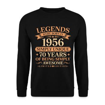 Né en 1956 Unique 70 ans - Sweat-shirt Unisexe - noir - Devant - Alina (178cm) & Michal (187cm)