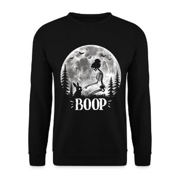 Skelettboop, gruselig, niedlich, Hasen, Goth, - Unisex Pullover - Schwarz - Vorne - Alina (178cm) & Michal (187cm)