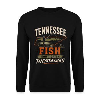 Tennessee Fischer Angler Fischfang See - Unisex Pullover - Schwarz - Vorne - Alina (178cm) & Michal (187cm)