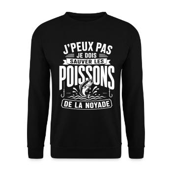 Humour Pêcheur, Cadeau Pêche Drôle - Sweat-shirt Unisexe - noir - Devant - Alina (178cm) & Michal (187cm)