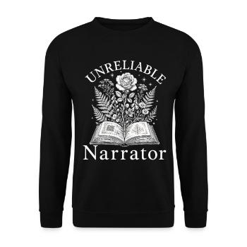 Unzuverlässiger Erzähler, Buchliebhaber, Autor - Unisex Pullover - Schwarz - Vorne - Alina (178cm) & Michal (187cm)