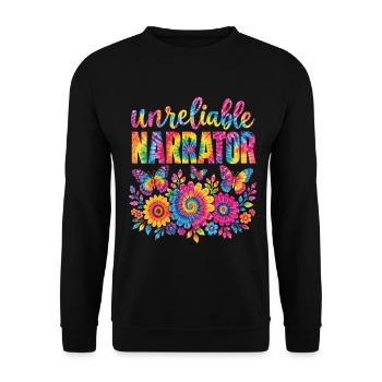 Unzuverlässiger Erzähler, Buchliebhaber, Batikautor, - Unisex Pullover - Schwarz - Vorne - Alina (178cm) & Michal (187cm)