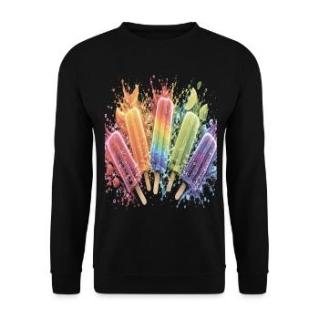 Batonnet Glace Fruit Multicolore Splash Art - Unisex Pullover - Schwarz - Vorne - Alina (178cm) & Michal (187cm)
