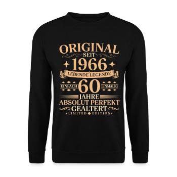Original 1966 Perfekt gealtert 60. Geburtstag - Unisex Pullover - Schwarz - Vorne - Alina (178cm) & Michal (187cm)