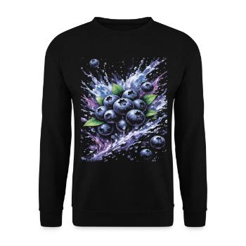 Blueberry Blue Fruit Splash Art Fresh - Unisex Pullover - Schwarz - Vorne - Alina (178cm) & Michal (187cm)