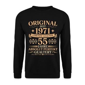 Original 1971 Perfekt gealtert 55. Geburtstag - Unisex Pullover - Schwarz - Vorne - Alina (178cm) & Michal (187cm)