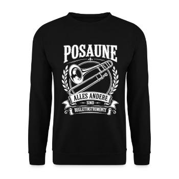Posaune | alles andere sind Begleitinstrumente - Unisex Pullover - Schwarz - Vorne - Alina (178cm) & Michal (187cm)