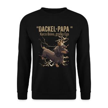 Dackel Papa - lustiger Spruch  - Unisex Pullover - Schwarz - Vorne - Alina (178cm) & Michal (187cm)