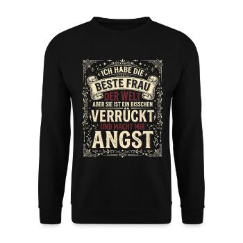 Ich Habe Die Beste Frau Der Welt aber sie ist ein  - Unisex Pullover - Schwarz - Vorne - Alina (178cm) & Michal (187cm)