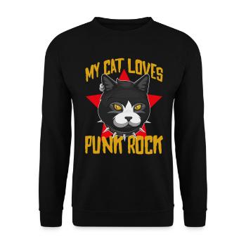 Punk Katze Punkrock My Cat Loves Punk Rock Motiv - Unisex Pullover - Schwarz - Vorne - Alina (178cm) & Michal (187cm)