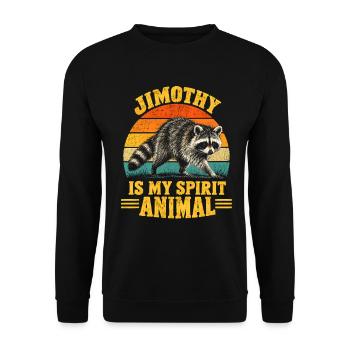 Jimothy Raccoon is My Spirit Animal - Unisex Pullover - Schwarz - Vorne - Alina (178cm) & Michal (187cm)