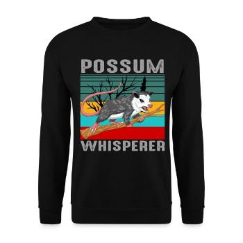 Opossumflüsterer lustiges Wildtier-Liebhaber-Geschenk - Unisex Pullover - Schwarz - Vorne - Alina (178cm) & Michal (187cm)
