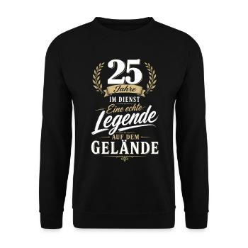 25 Jähriges Dienstjubiläum 25 Jahre Dienst Legende - Unisex Pullover - Schwarz - Vorne - Alina (178cm) & Michal (187cm)