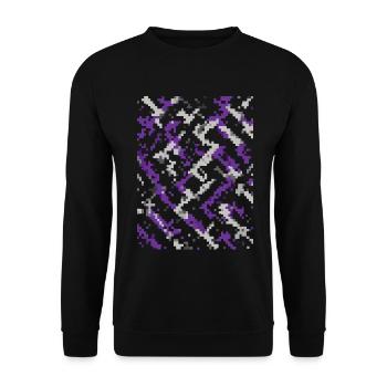 Lila Pixel Anti Gesichtserkennung Muster  - Unisex Pullover - Schwarz - Vorne - Alina (178cm) & Michal (187cm)