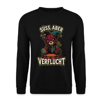 Verfluchter Teddy Horror Shirt - Unisex Pullover - Schwarz - Vorne - Alina (178cm) & Michal (187cm)
