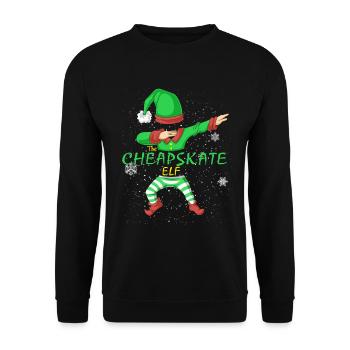 Geizige Elfenfamilie passt zu Weihnachten - Unisex Pullover - Schwarz - Vorne - Alina (178cm) & Michal (187cm)