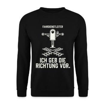 fahrdienstleiter ich geb die richtung vor - Unisex Pullover - Schwarz - Vorne - Alina (178cm) & Michal (187cm)