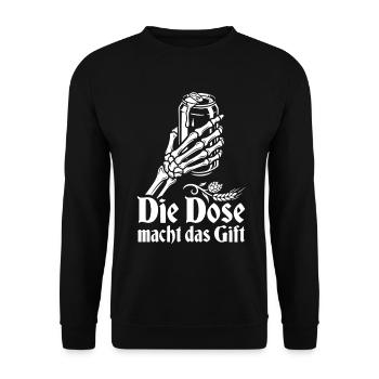 Bier - Die Dose macht das Gift | Wortspiel - Unisex Pullover - Schwarz - Vorne - Alina (178cm) & Michal (187cm)