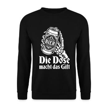 Bier - Die Dose macht das Gift | Wortspiel - Unisex Pullover - Schwarz - Vorne - Alina (178cm) & Michal (187cm)